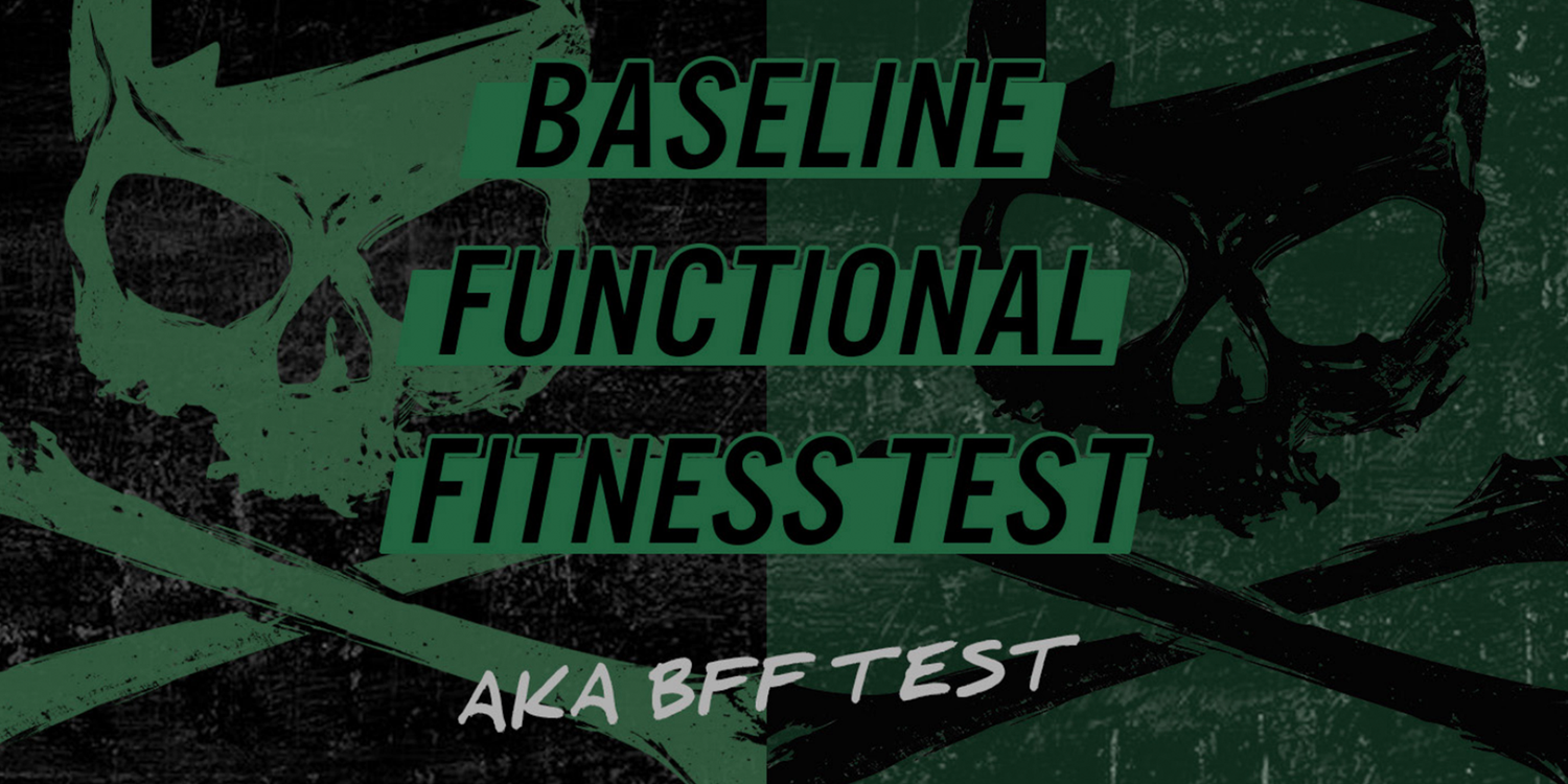 GORUCK Baseline Functional Fitness Test graphic with green skulls and bold text