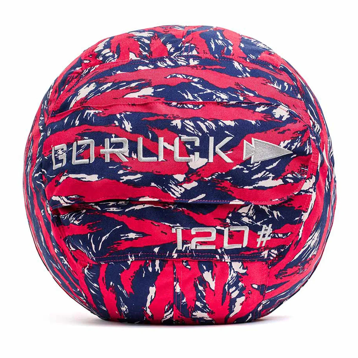 GORUCK 120lb sandbag in red, blue, and white camo for rucking gear and fitness training
