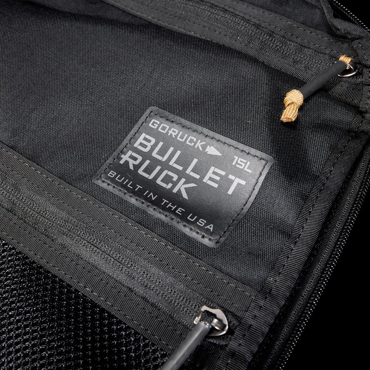 GORUCK Bullet Ruck 15L black backpack interior label and zipper detail