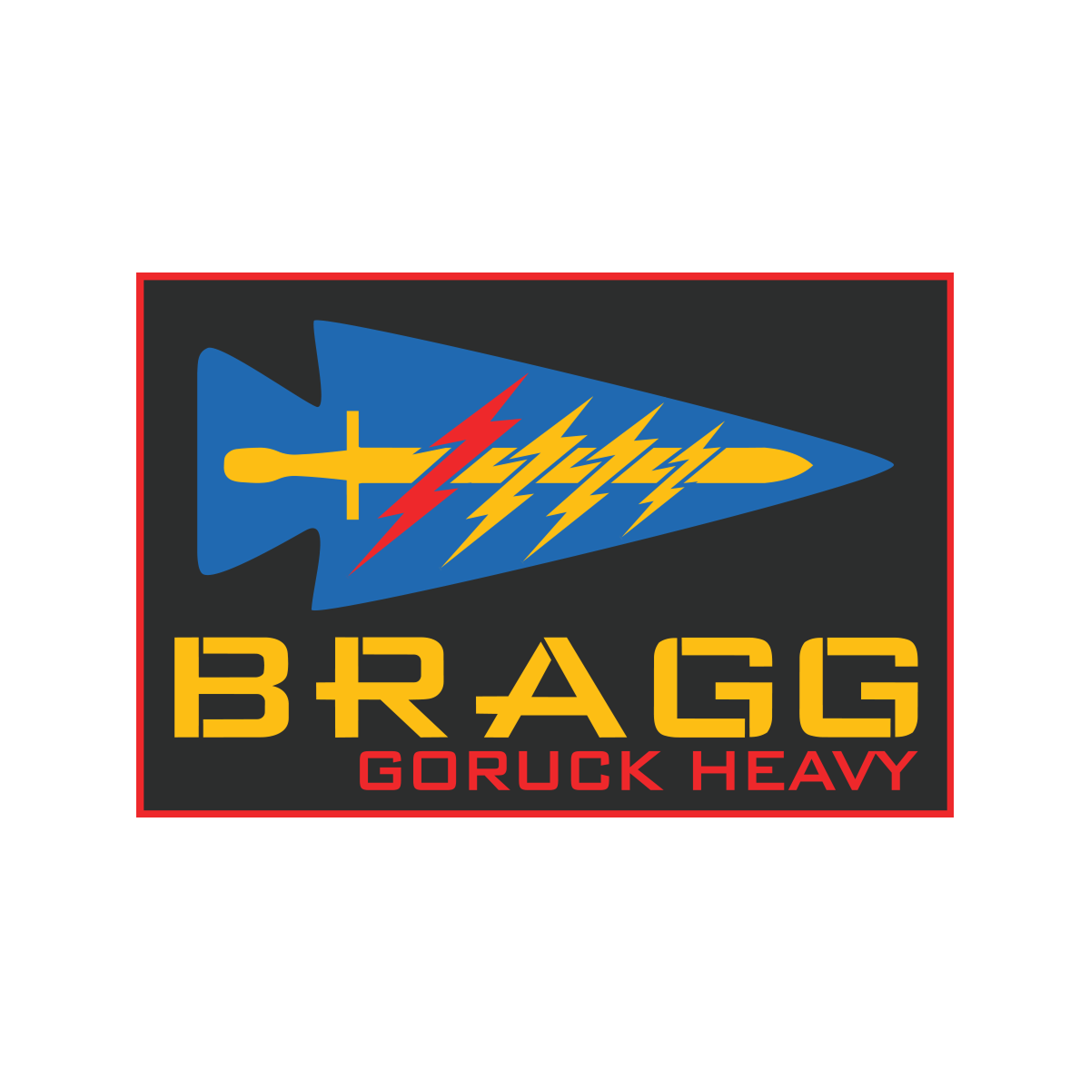 A blue arrowhead with yellow and red lightning bolts, symbolizing Special Forces training, appears above