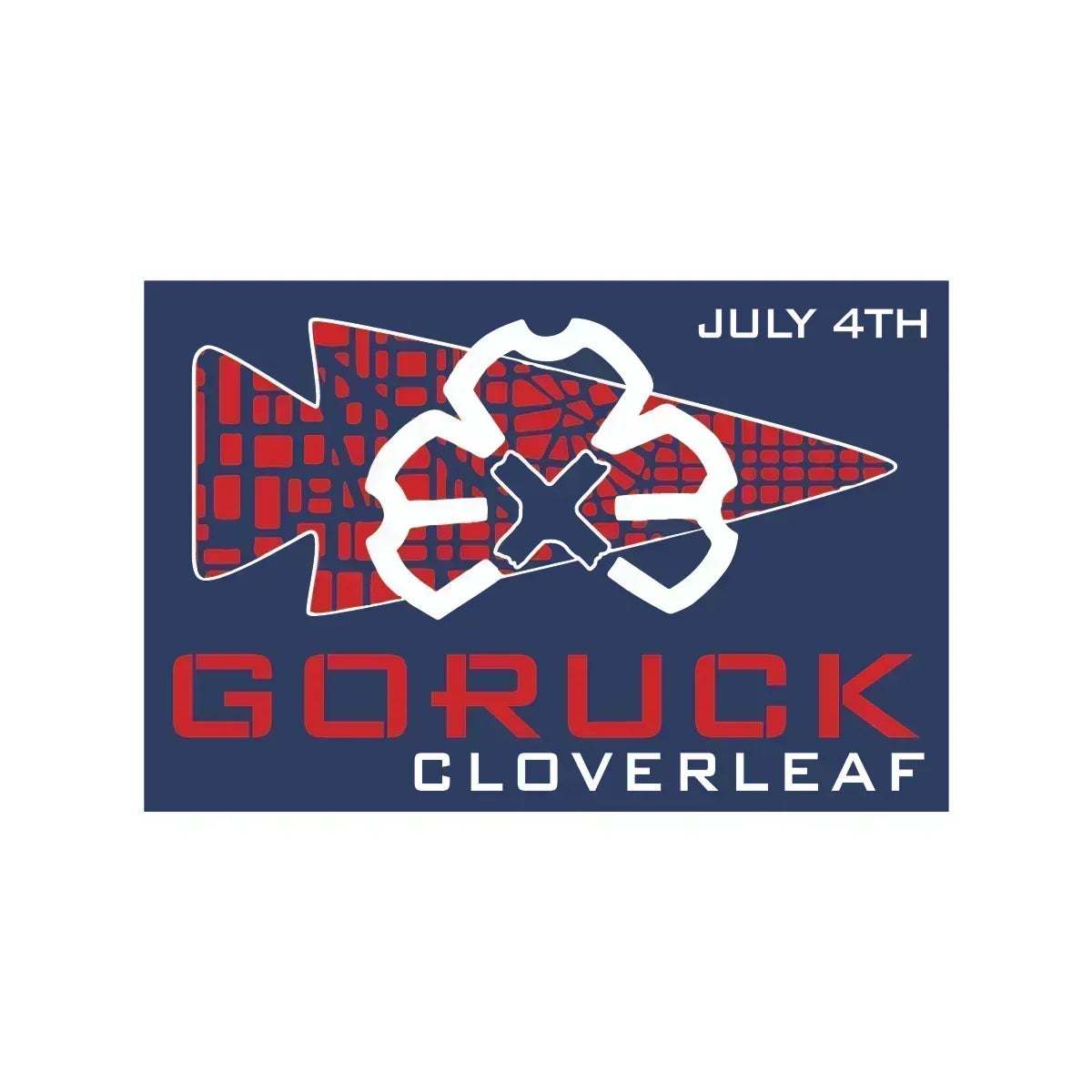 GORUCK Cloverleaf July 4th event logo with stylized arrowhead and clover design