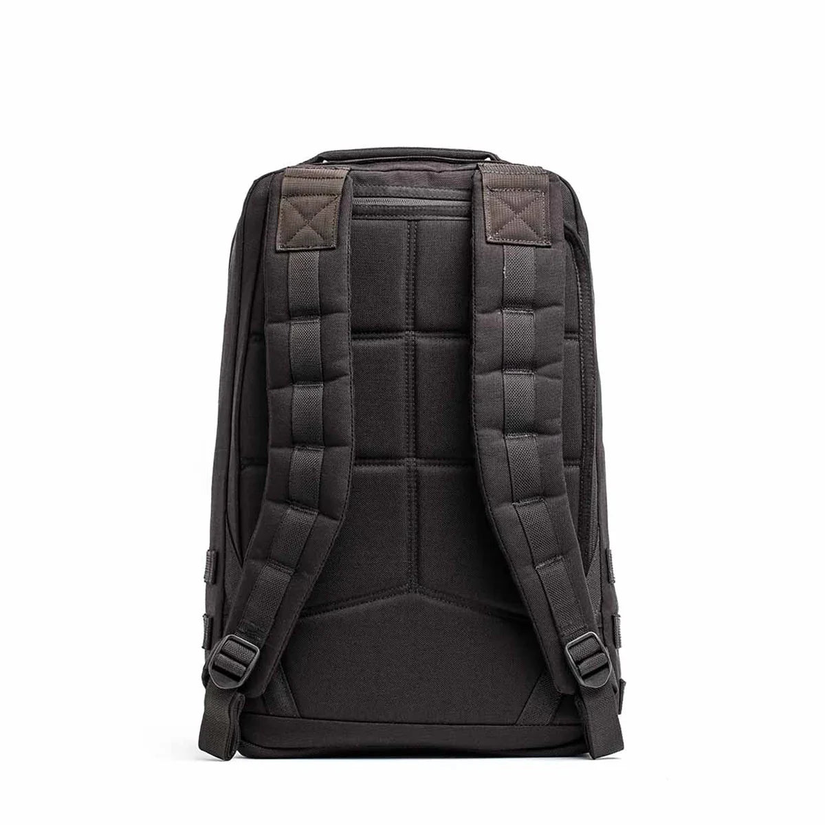 GORUCK black rucksack backpack rear view with padded straps and rugged design