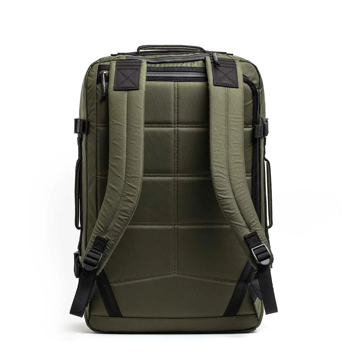 GORUCK dark green XPAC backpack with padded straps and rugged design, rear view
