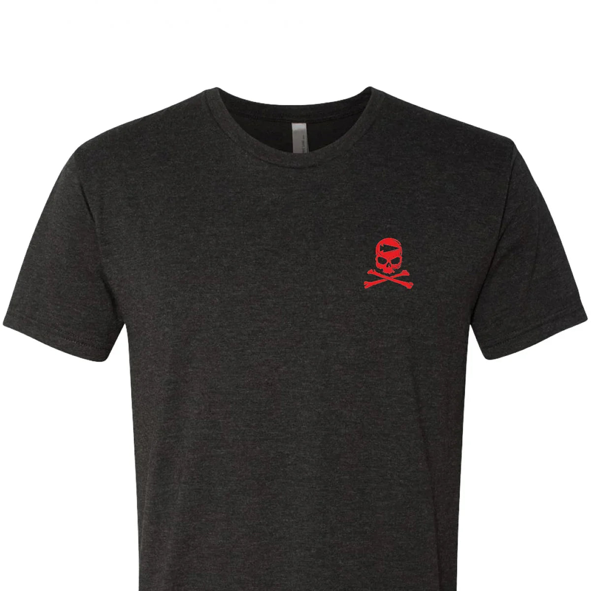 GORUCK Know Thyself t-shirt in black with red skull and crossbones logo on chest