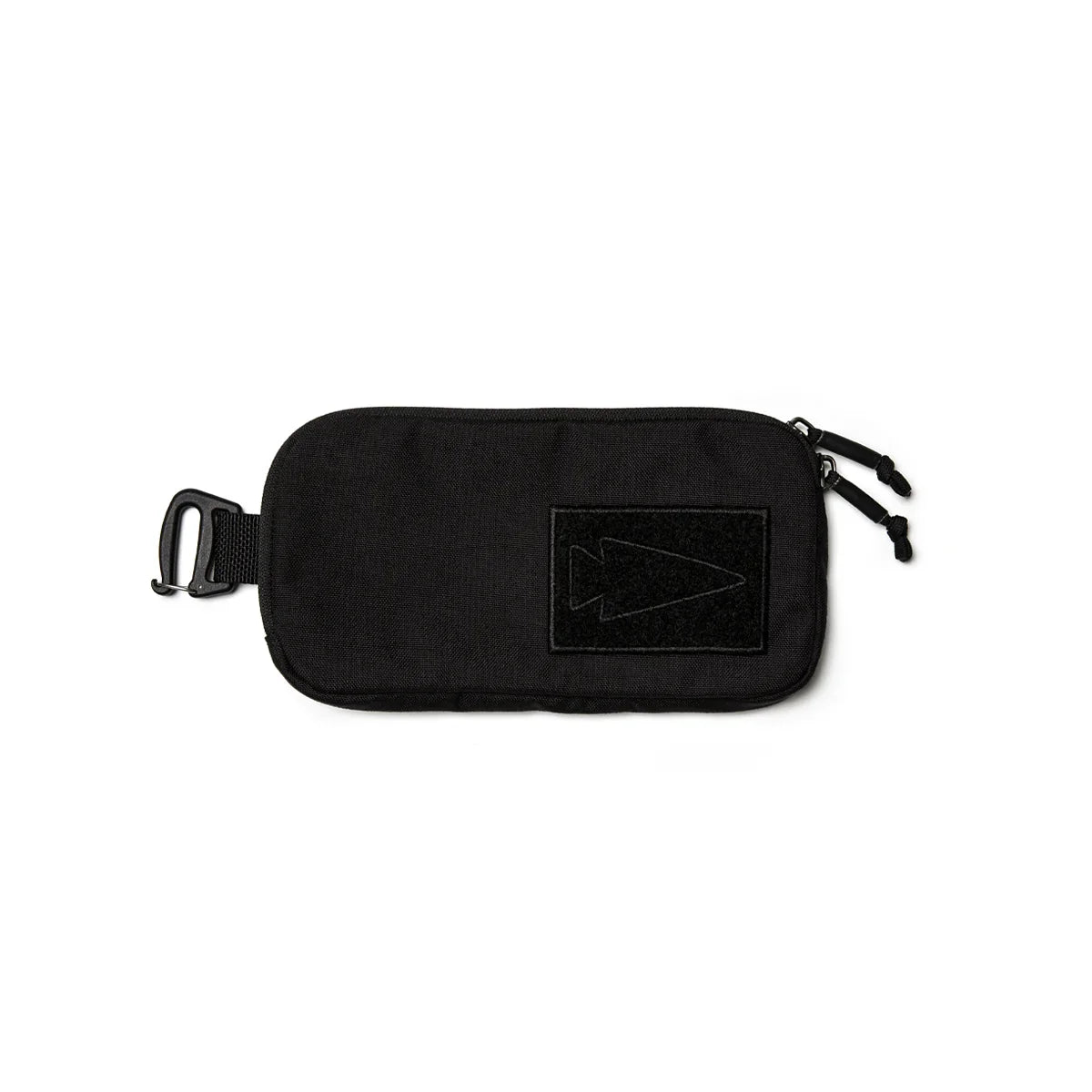 GORUCK black lead sternum strap pouch with arrowhead patch and zipper closure