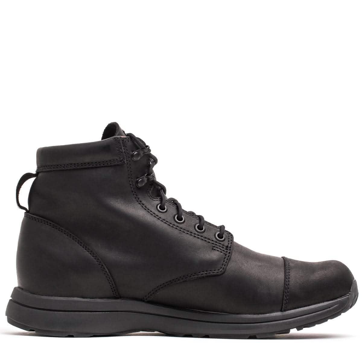 GORUCK black leather MACV-1 rucking boot with rugged sole, side profile on white background