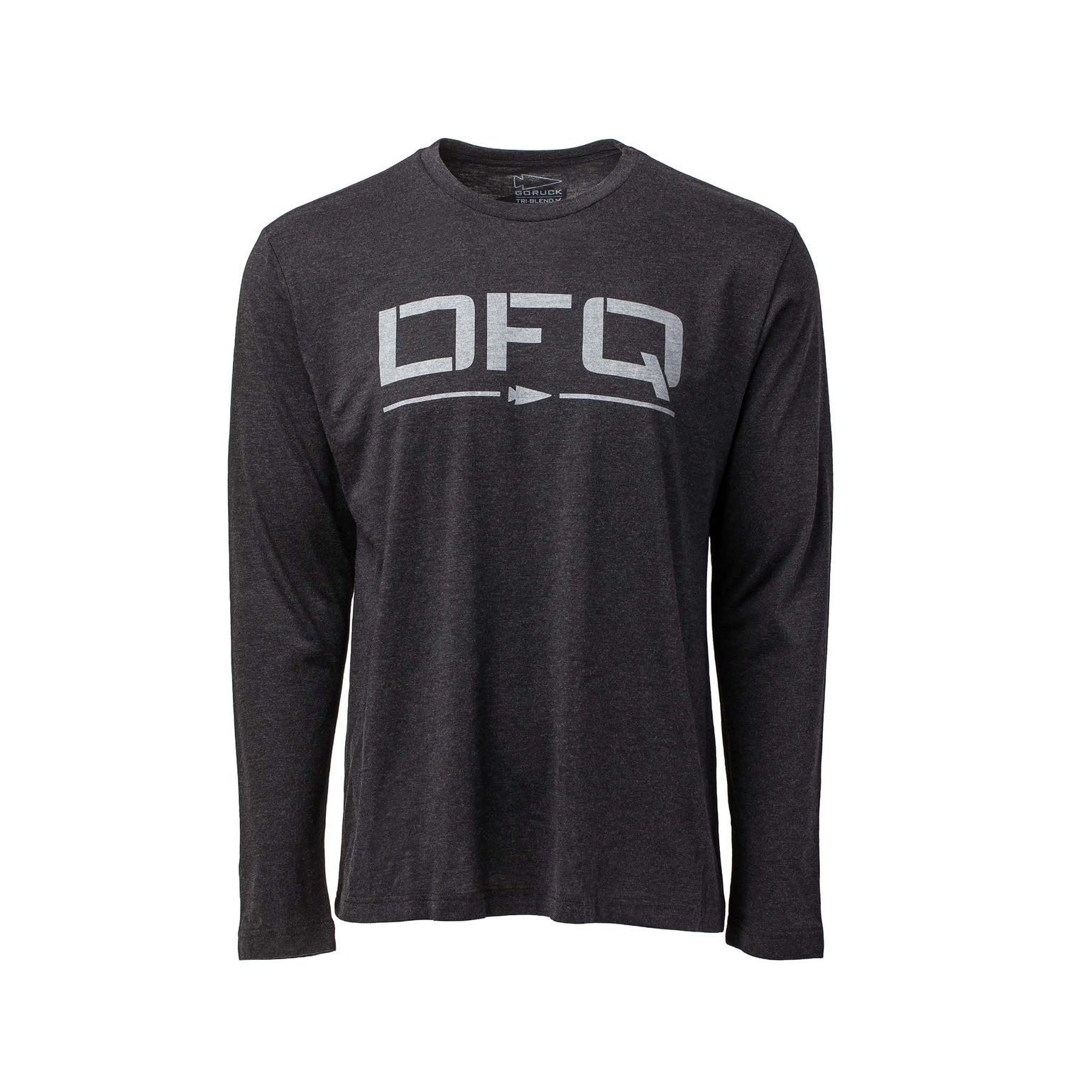 The Men's DFQ Long Sleeve - Tri-BlendX is a black shirt featuring