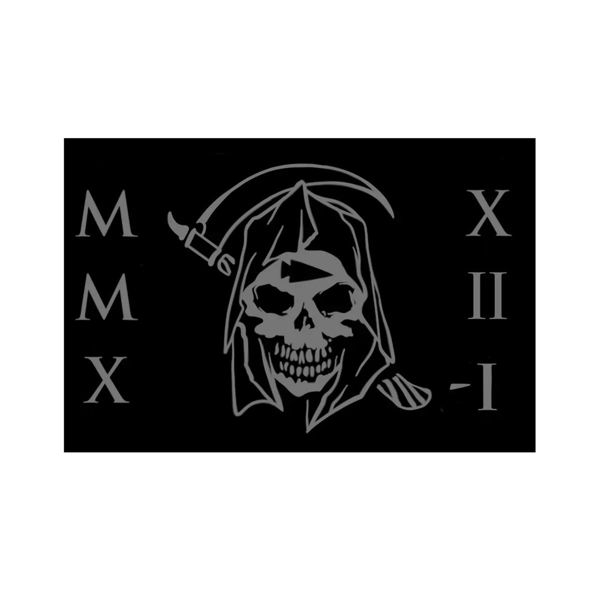 GORUCK Tribe black patch with grim reaper skull, sickle, and Roman numerals design