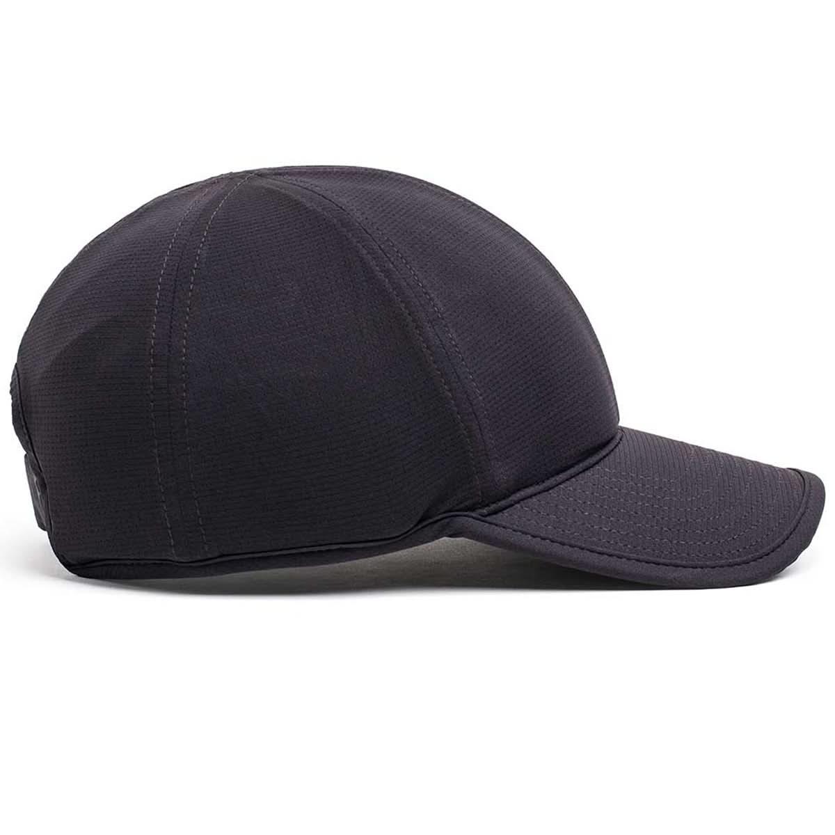 GORUCK black running hat with curved brim, durable rucking gear side view
