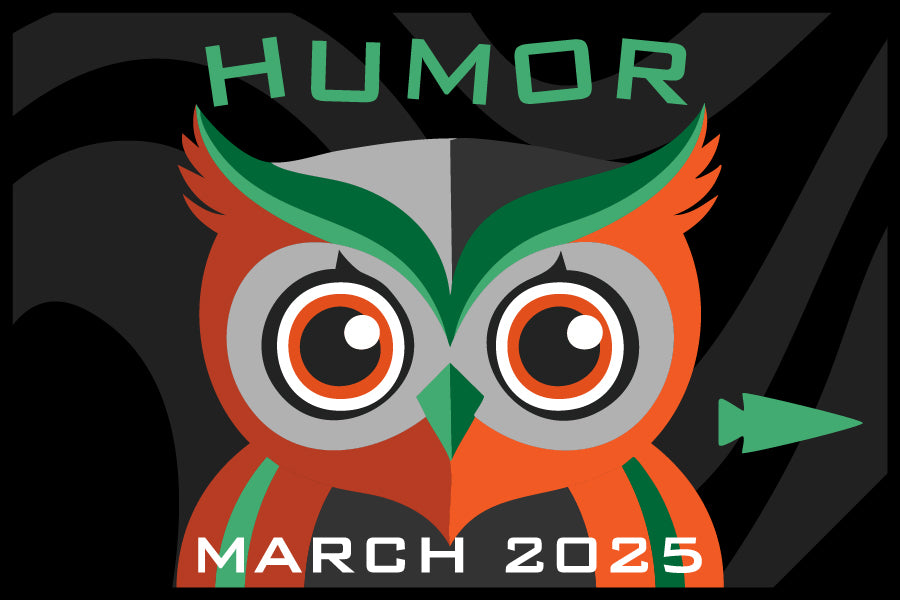 Colorful stylized owl with text