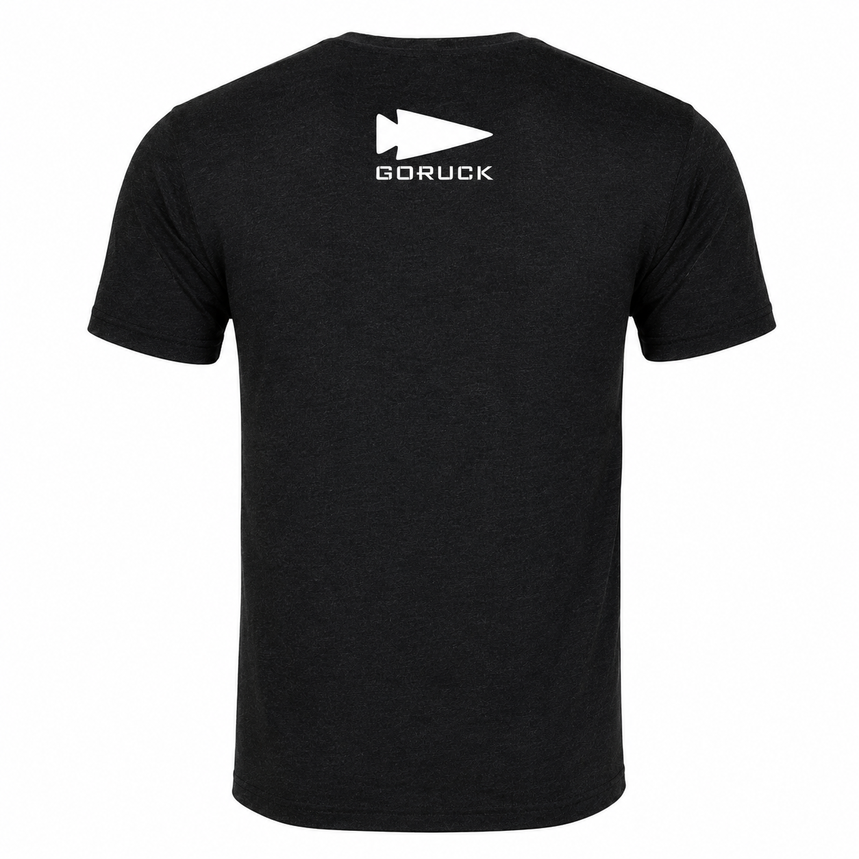 9/11 25th Anniversary Commemorative T-Shirt – a limited edition black tee featuring a white GORUCK logo and arrow symbol on the back near the neck, designed to honor and remember significant moments.