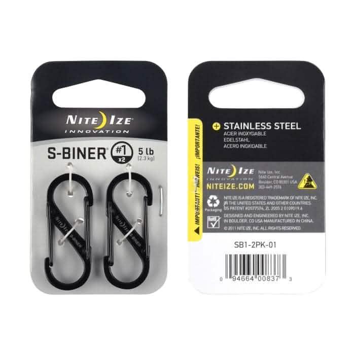 Nite Ize S-Biner black stainless steel carabiner pack, 5 lb load, GORUCK rucking gear accessory