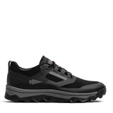 GORUCK black rucking shoe with rugged sole, side view, on white background