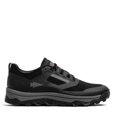 GORUCK black rucking shoe with rugged sole, side view, on white background