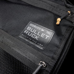 GORUCK Bullet Ruck 15L black backpack interior label and zipper detail
