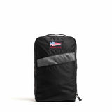 GORUCK black shoe bag with mesh panel and American flag patch on white background
