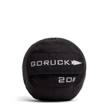 GORUCK 20lb ruck sandbag fitness gear, black, with white logo, on white background