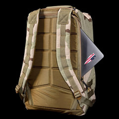 GORUCK 26L GR1 backpack in camo pattern with padded straps and a laptop sleeve