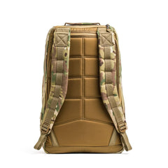 GORUCK 26L Multicam tactical backpack with padded straps and back panel, rear view