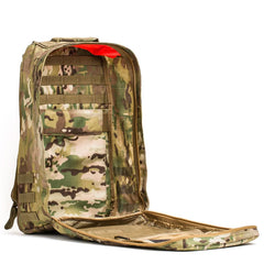 GORUCK Multicam 26L open rucksack showing durable rucking gear interior compartments