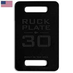 GORUCK 30lb black ruck plate with handles, built in the USA, American flag in corner