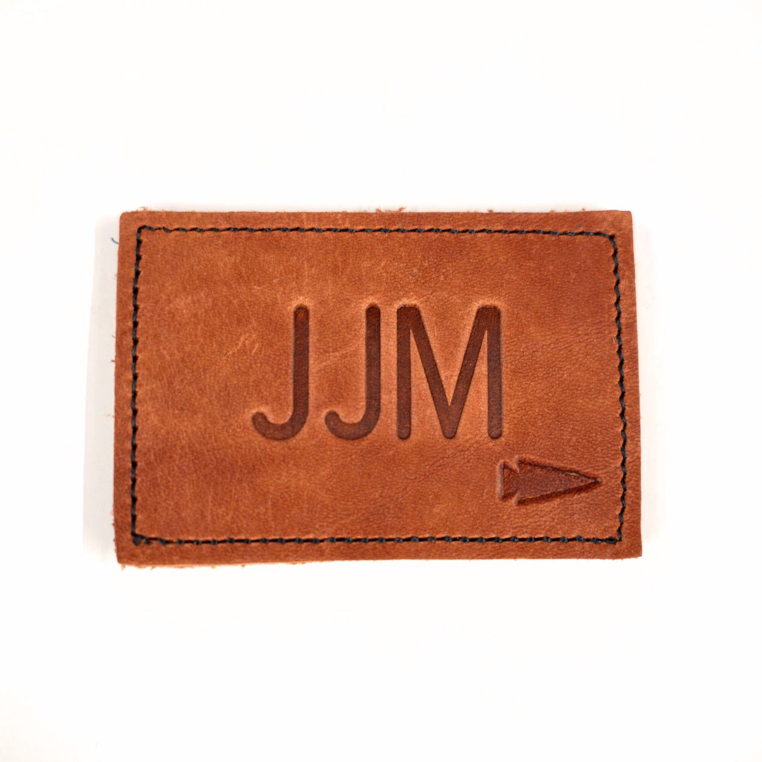 Patch - Custom Leather Monogram: brown leather patch embossed with custom initials 