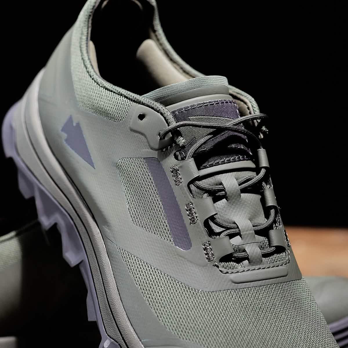 GORUCK rugged grey rucking shoe with durable mesh and mountain logo detail
