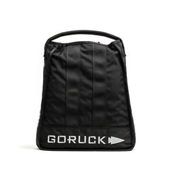 GORUCK black rucksack with logo, durable tactical rucking backpack on white background