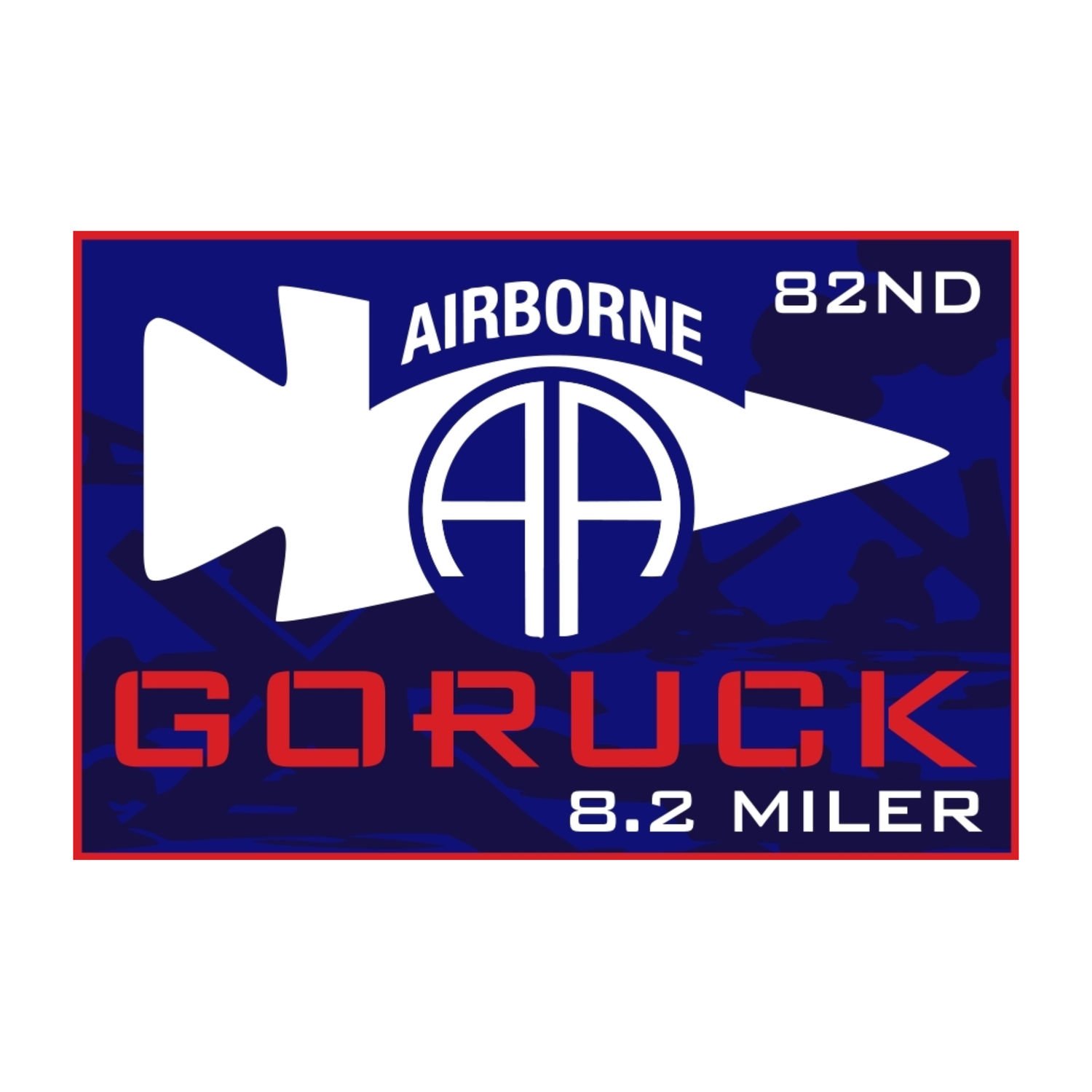 Blue and red patch for the ANTI-VIRTUAL 8.2 MILER FOR D-DAY with 