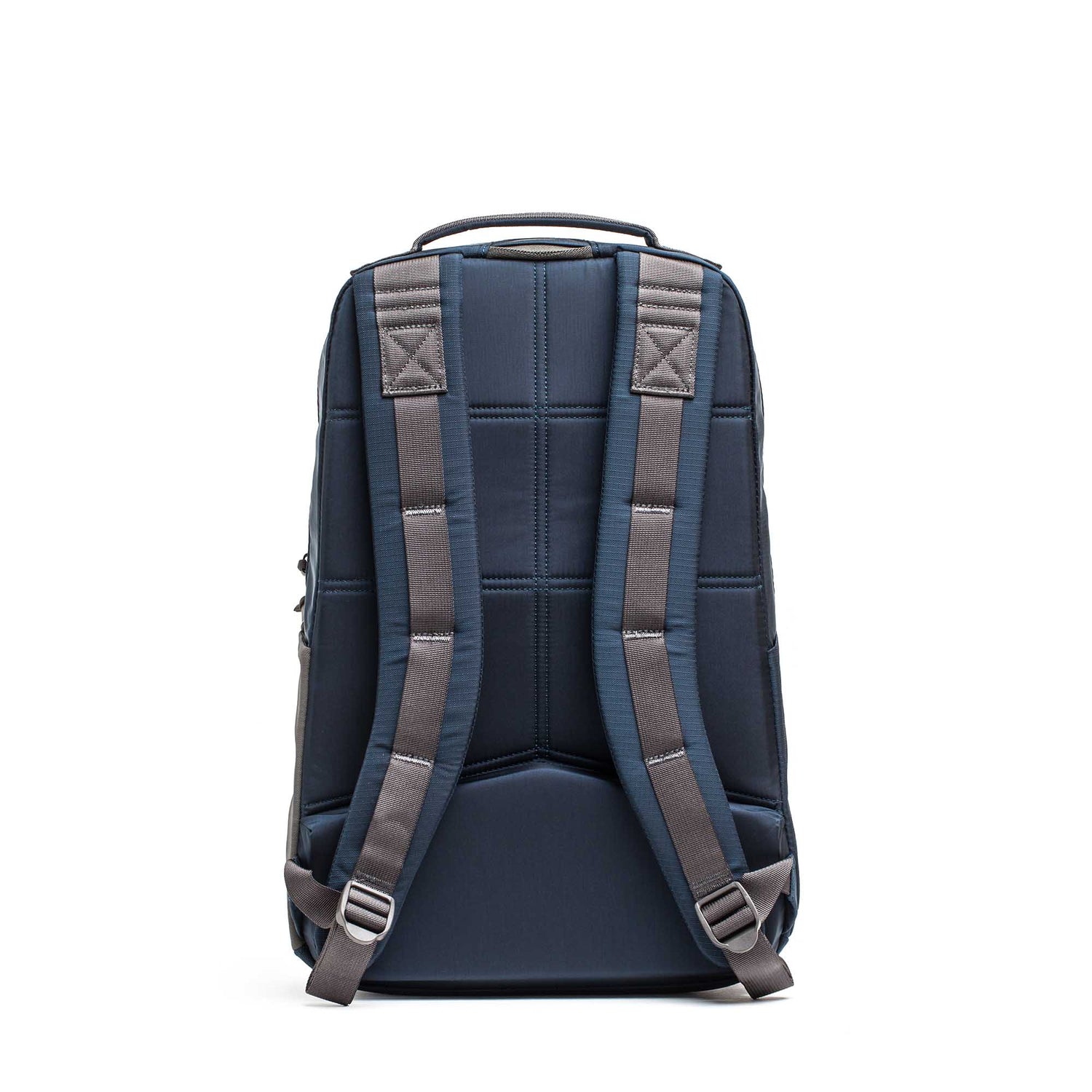 Navy blue Basic Rucker, featuring a padded back and gray adjustable shoulder straps for comfortable rucking, shown from the back and compatible with a ruck plate.
