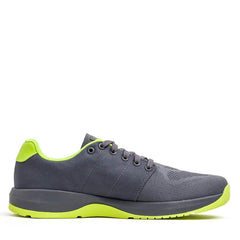 GORUCK Ballistic Trainer in Wolf Grey with Acid Lime sole and accents, side view.