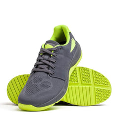 GORUCK Ballistic Trainer in wolf grey and acid lime, durable athletic rucking shoe
