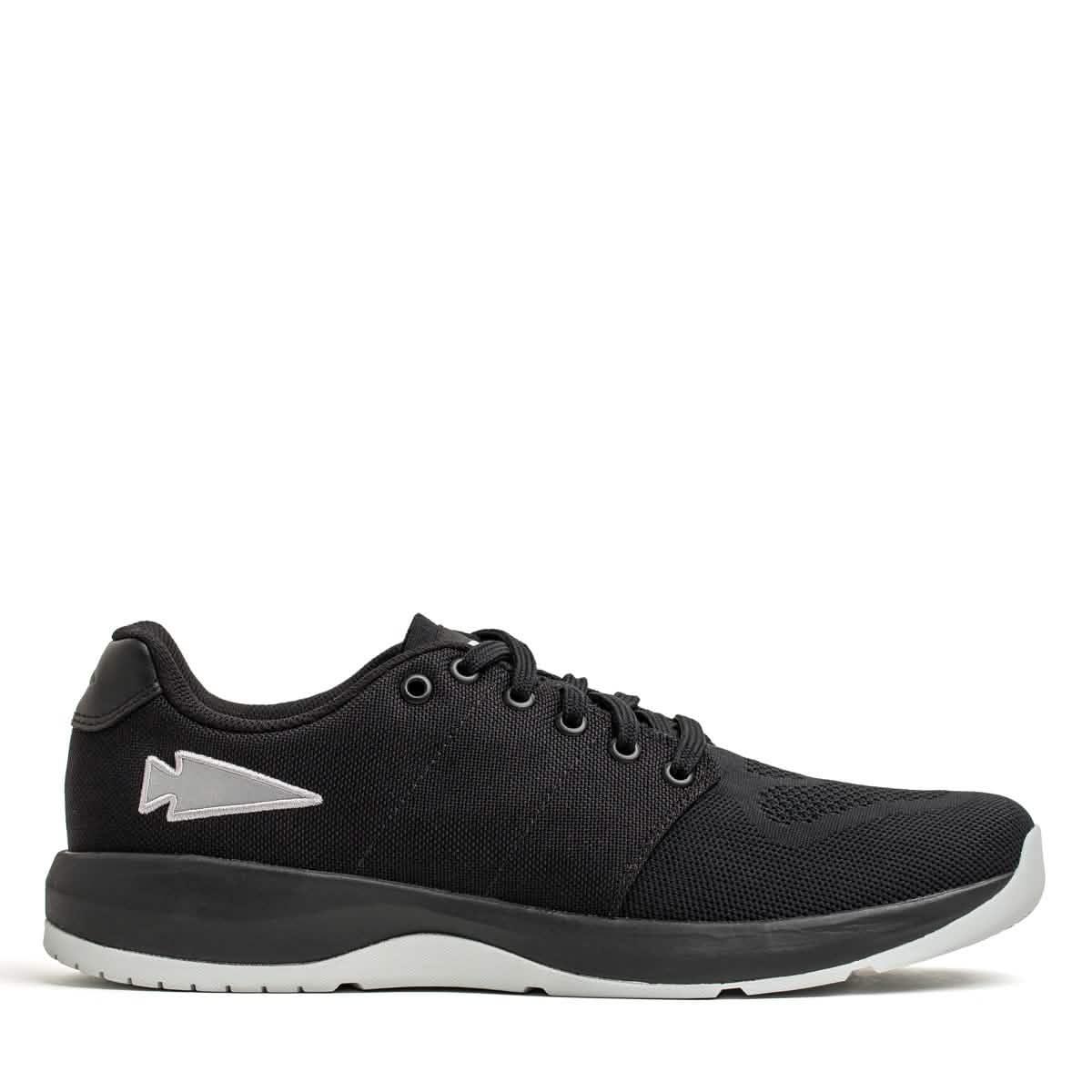 GORUCK Ballistic Trainers black sneaker with silver logo, durable rucking shoe on white background