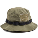 GORUCK ranger green boonie hat with patch panel and tactical webbing
