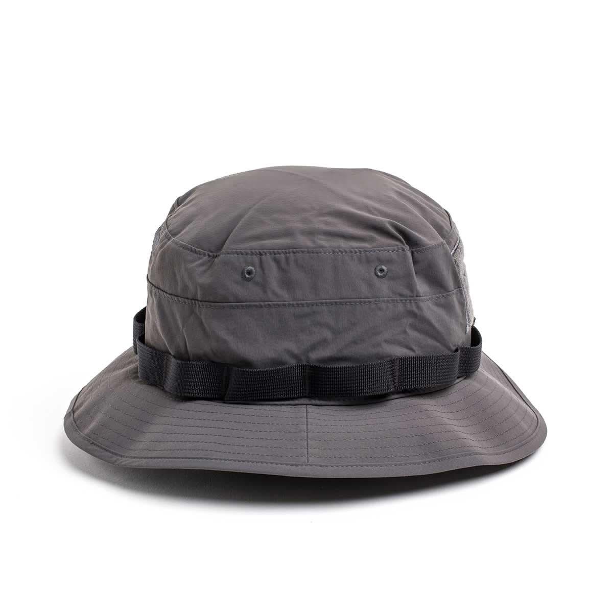 GORUCK gray boonie hat with wide brim and tactical webbing, outdoor rucking gear