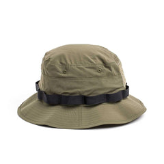 GORUCK olive green boonie hat with black tactical band, rugged outdoor rucking gear