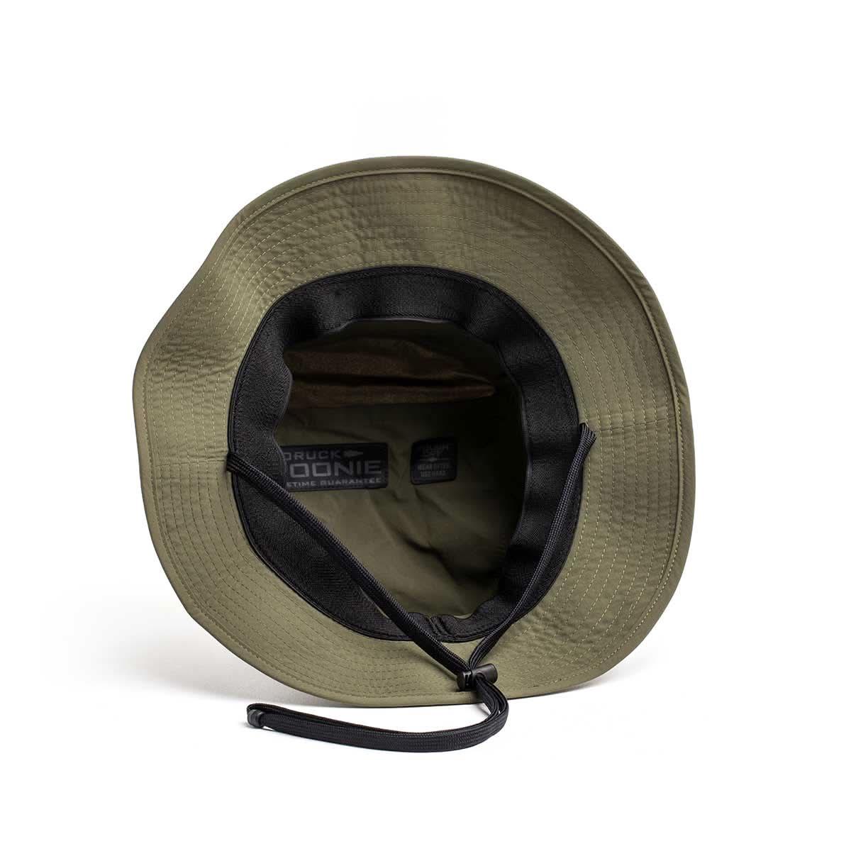 GORUCK Boonie Hat in olive green with black interior and adjustable chin strap