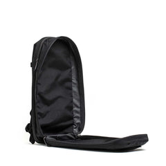 GORUCK Bullet Ruck 10L black backpack open and empty, durable rucking gear on white background