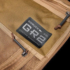 GORUCK GR2 34L tough rucksack interior with mesh pockets and logo patch