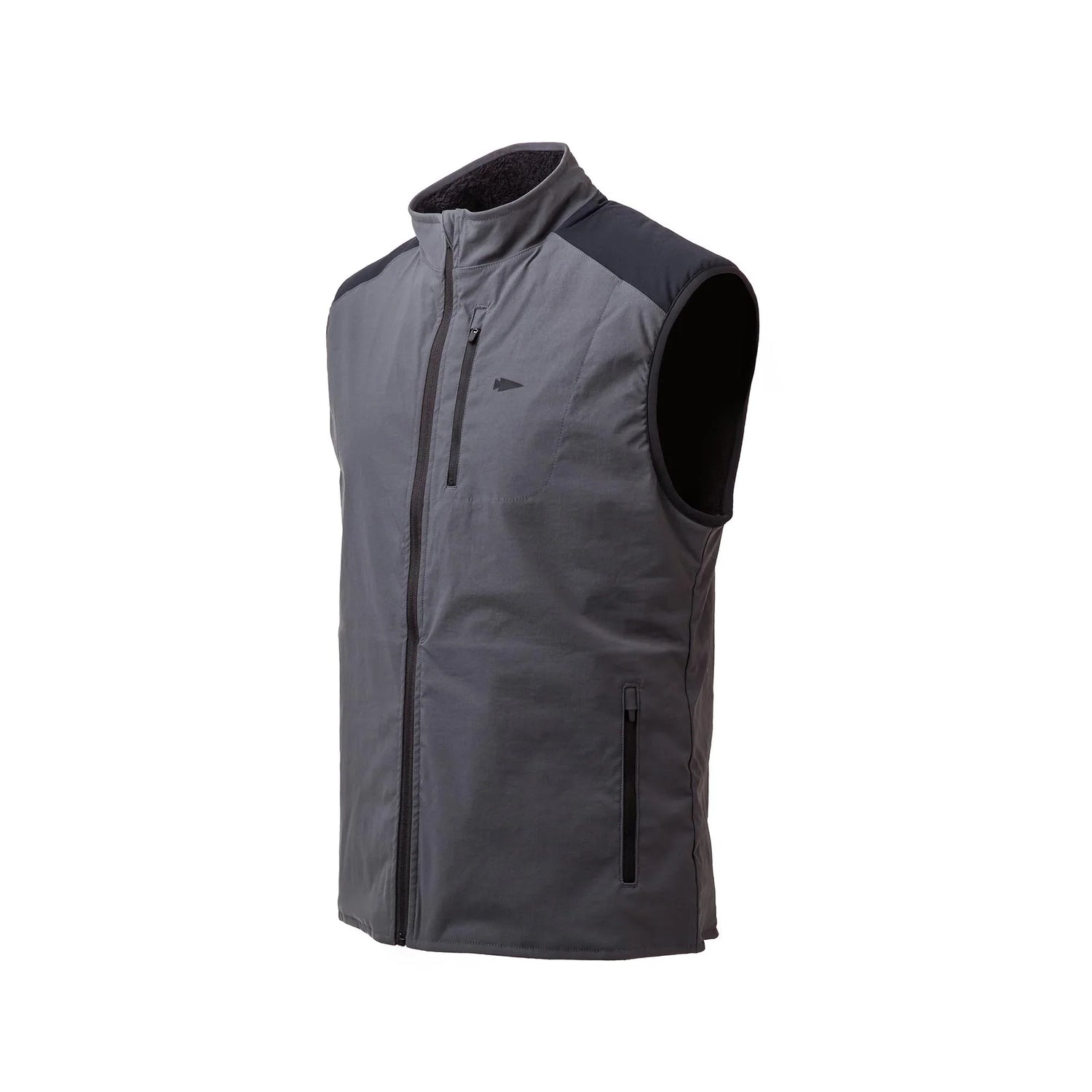 GORUCK charcoal fleece vest, men's size large, with zip pockets and high collar