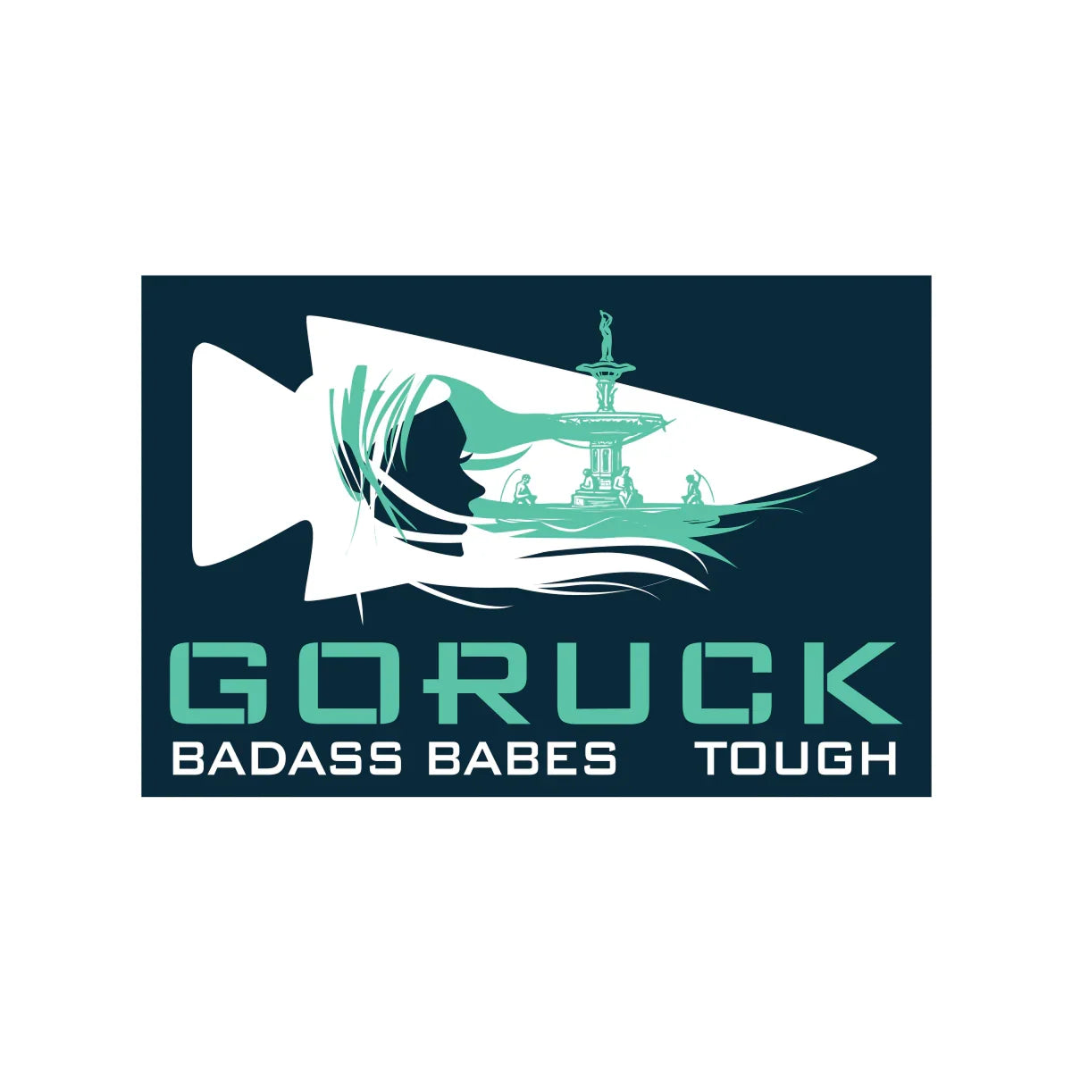 GORUCK Badass Babes Tough logo with arrowhead and fountain graphic