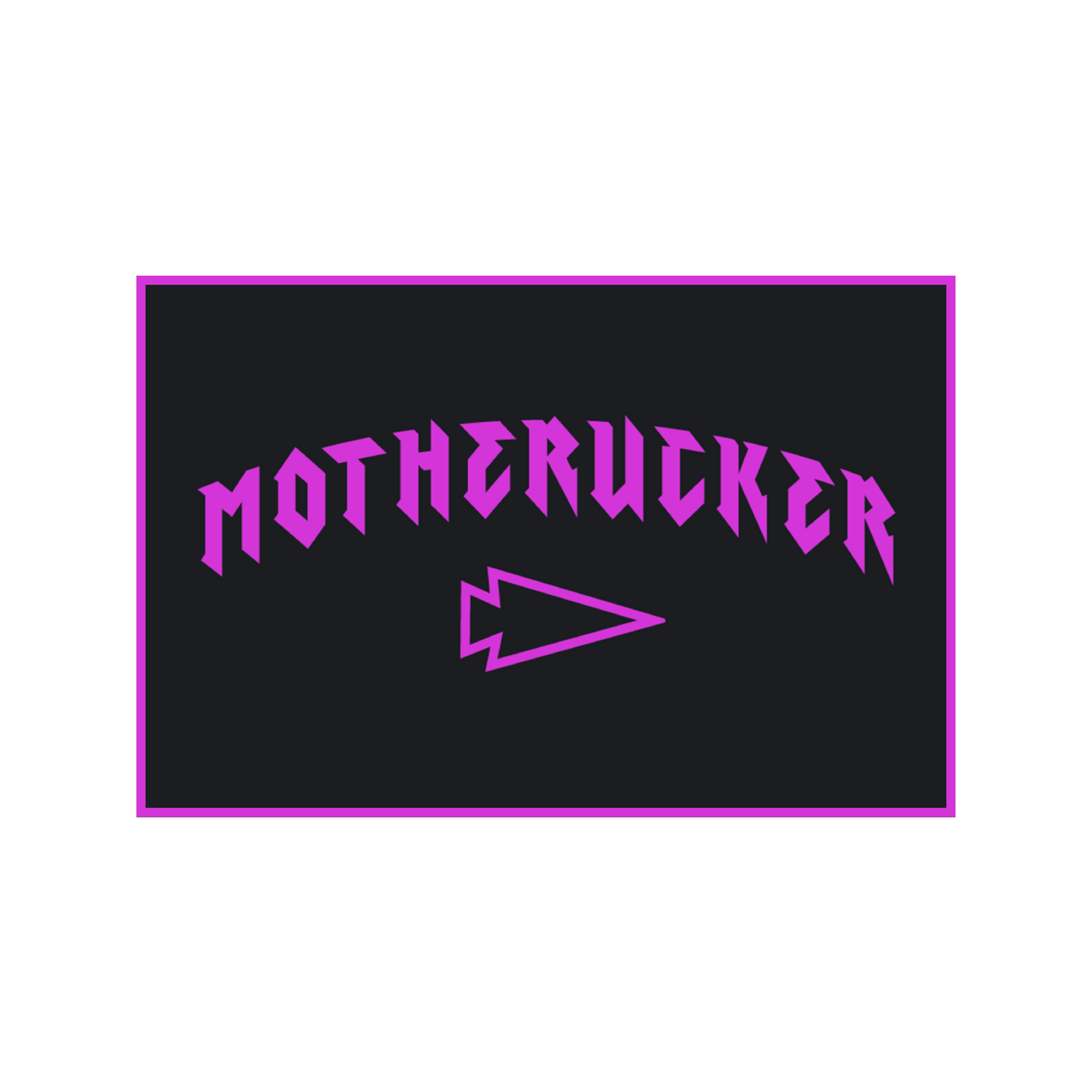 Black rectangle with purple border and 