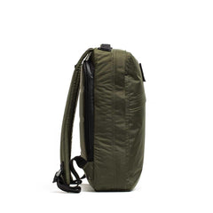 GORUCK dark green XPAC rucksack side view, durable rucking backpack with padded straps