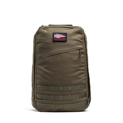 GORUCK GR1 Classic 26L Ranger Green backpack with patch and MOLLE webbing, front view