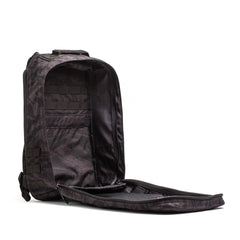 The GR1 USA - Cordura is a black, camouflage-patterned everyday carry rucksack with a spacious interior and mesh pocket, designed to Special Forces standards for unmatched reliability.