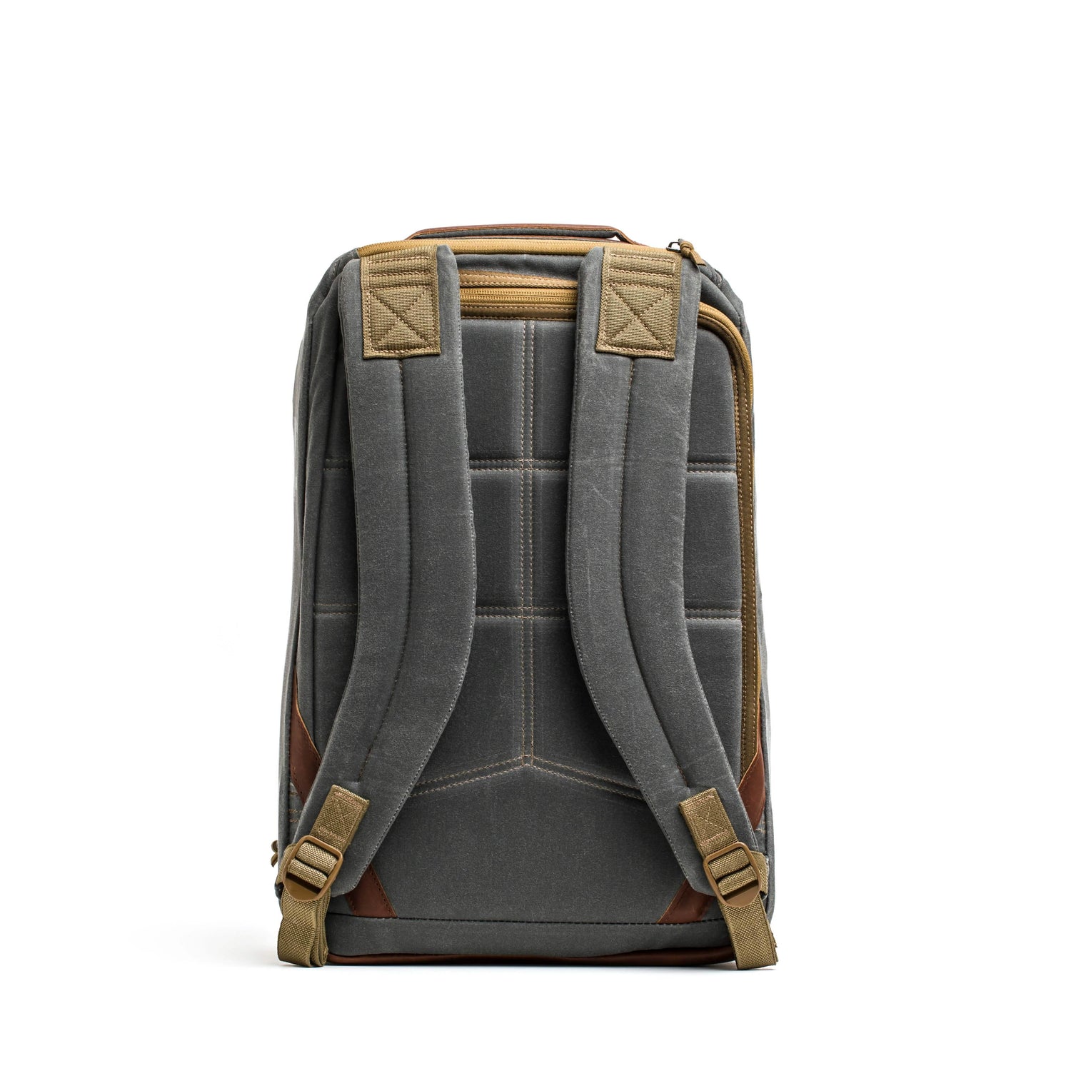 GORUCK Heritage Slate rucksack, rugged grey canvas with tan straps and reinforced stitching