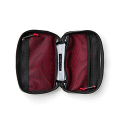 Open GORUCK Field Pocket XPAC in charcoal and red, showing interior mesh pockets for rucking gear.