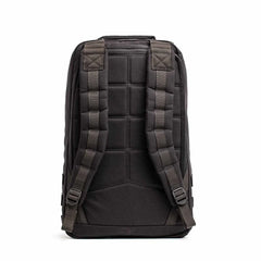 GORUCK rucking backpack in black with padded straps, rear view on white background
