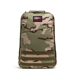 GORUCK GR1 26L backpack in DCU camouflage, rugged rucking gear with American flag patch