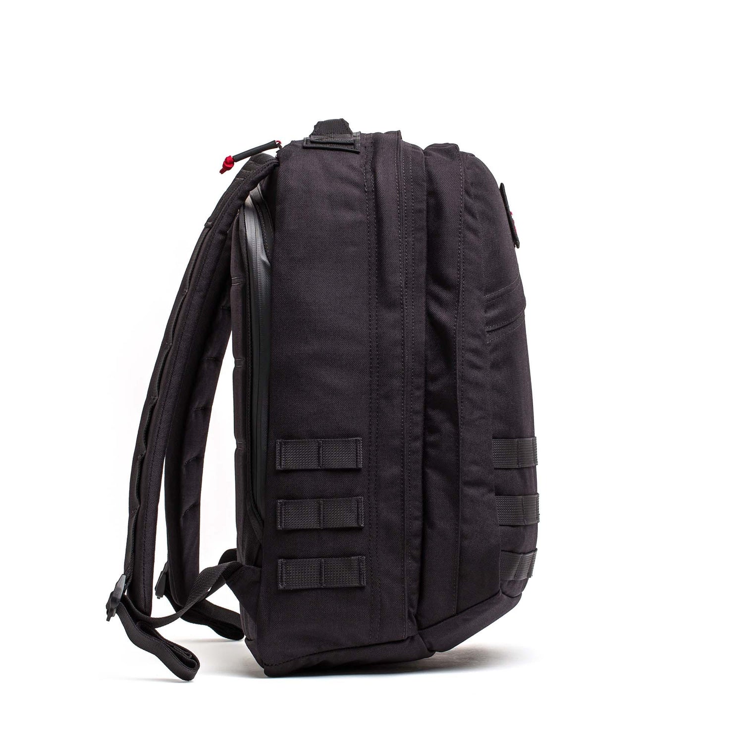 GORUCK GR2 26L black ruck backpack side view with padded straps and MOLLE webbing